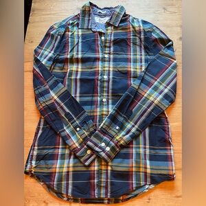 Penguin long sleeved plaid button down shirt